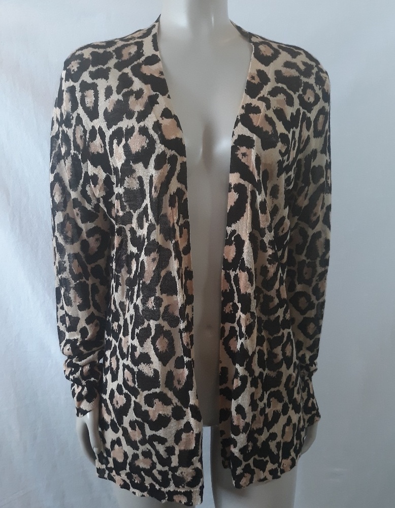 LOFT leopard animal print open cardigan